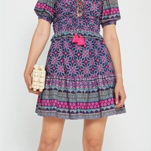 O.P.T Boho Chic Mini Dress - Navy and Magenta NWT